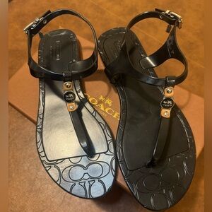 EUC with box Coach black Piccadilly jelly sandals. Size 8.